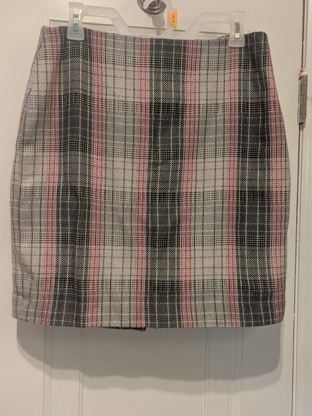 Talbots Pink, Gray, Red & White Plaid Pencil Skirt